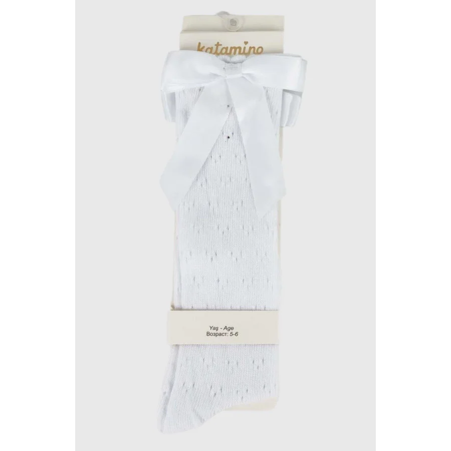 Katamino Kız Çocuk Alsita File Golf Dizaltı Çorap Beyaz