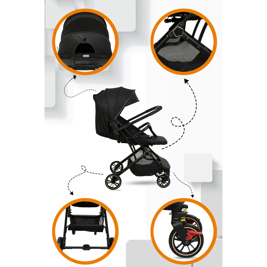 Kokpit Y8 Çift Yönlü Kabin Bebek Arabası - Siyah