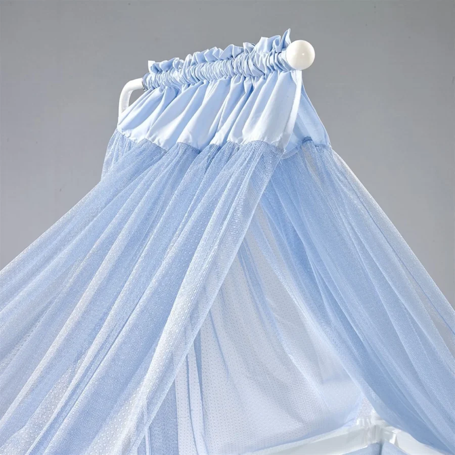 Meltem Smart Kral Sallanır Ahşap Anne Yanı Beşik - 60x120 cm (beyaz-mavi)