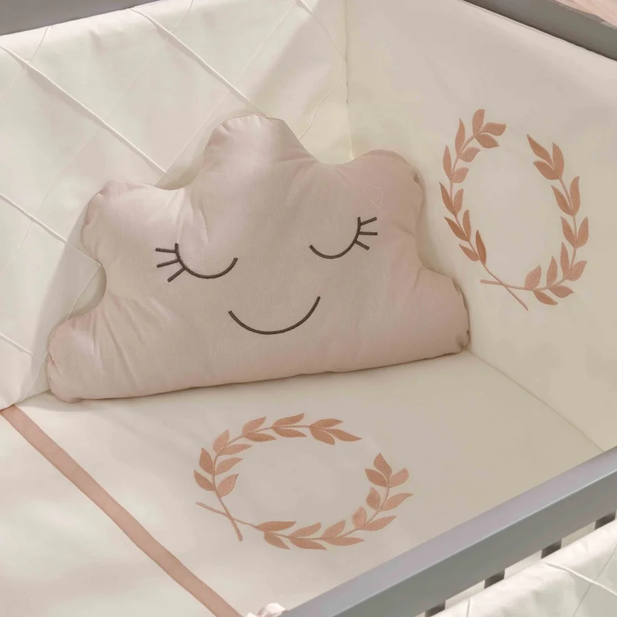 Meltem Smart Kral Sallanır Ahşap Anne Yanı Beşik - 60x120 cm (beyaz-motto pudra)