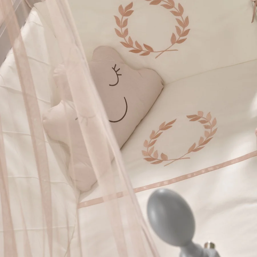 Meltem Smart Kral Sallanır Ahşap Anne Yanı Beşik - 60x120 cm (beyaz-motto pudra)