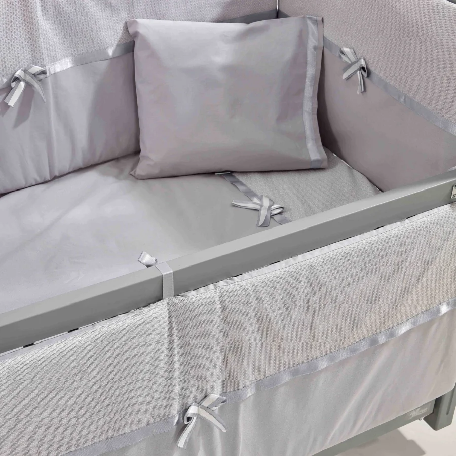 Kral Sallanır Ahşap Anne Yanı Beşik 60x120 cm (gri-gri)