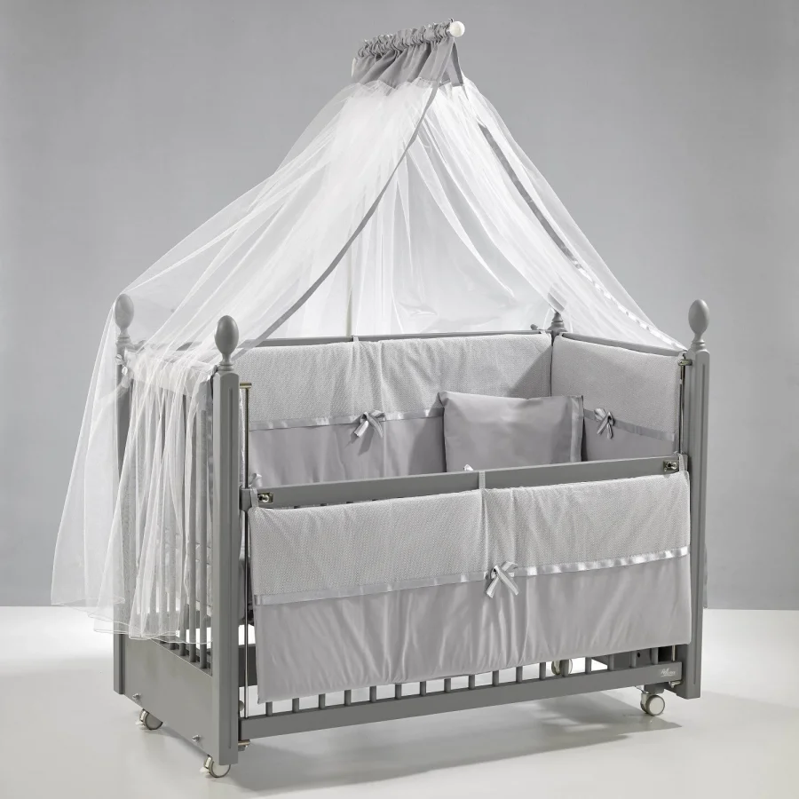 Kral Sallanır Ahşap Anne Yanı Beşik 60x120 cm (gri-gri)