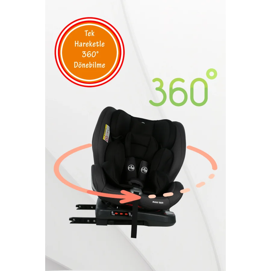 Maxi Taxi Safe Travel 0-36 kg 360 dönebilen İsofix Oto Koltuğu Gri/Siyah