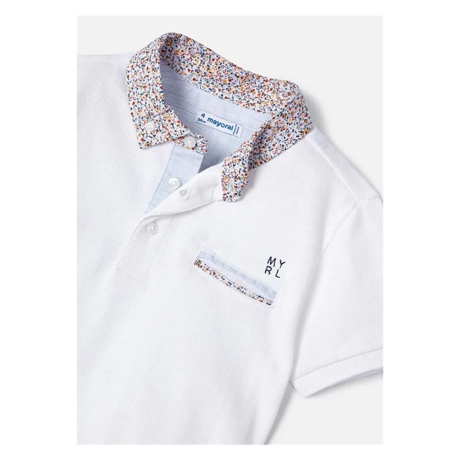 Mayoral Erkek Çocuk Polo Yaka T-shirt Beyaz 3152