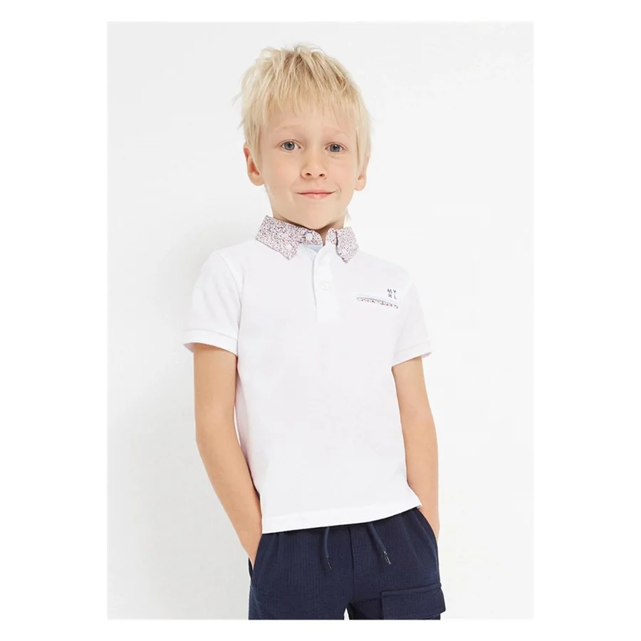 Mayoral Erkek Çocuk Polo Yaka T-shirt Beyaz 3152
