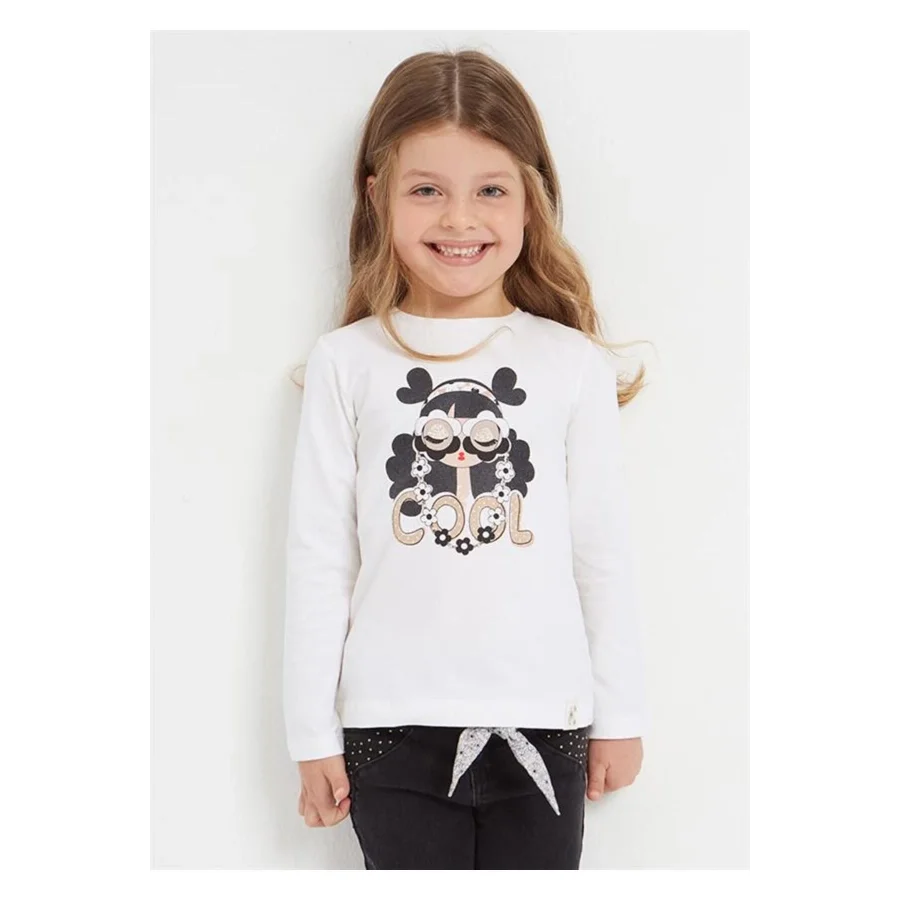 Mayoral Kız Çocuk Baskılı Uzun Kol Tshirt