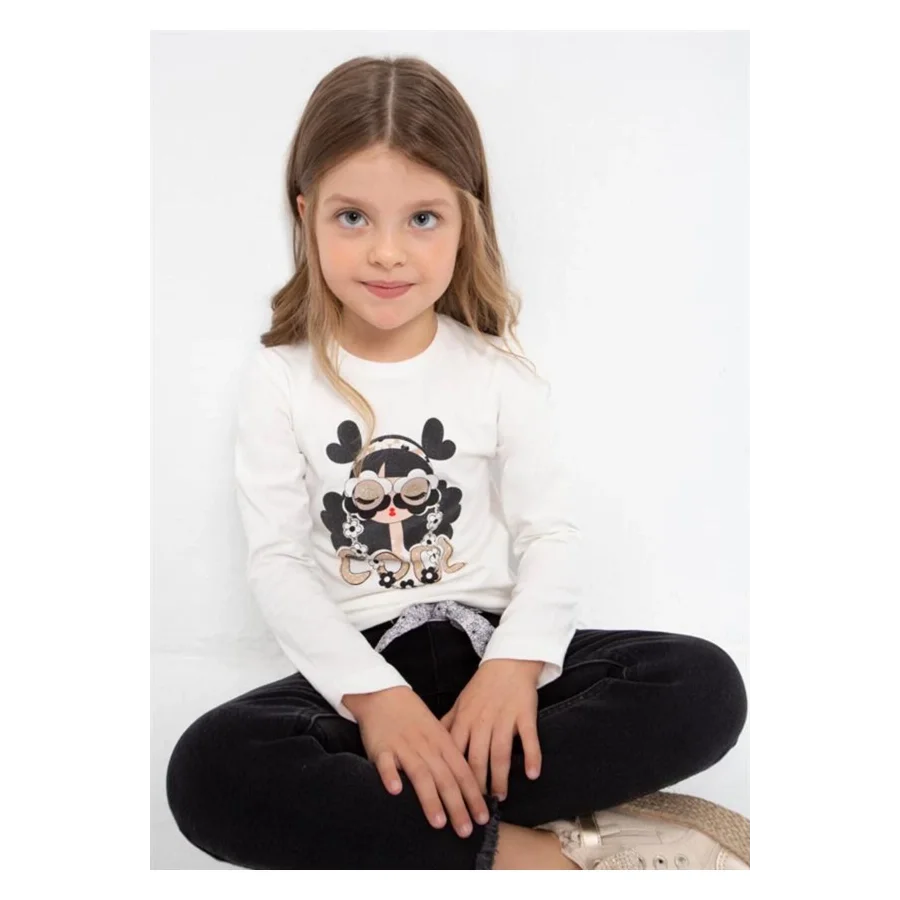 Mayoral Kız Çocuk Baskılı Uzun Kol Tshirt