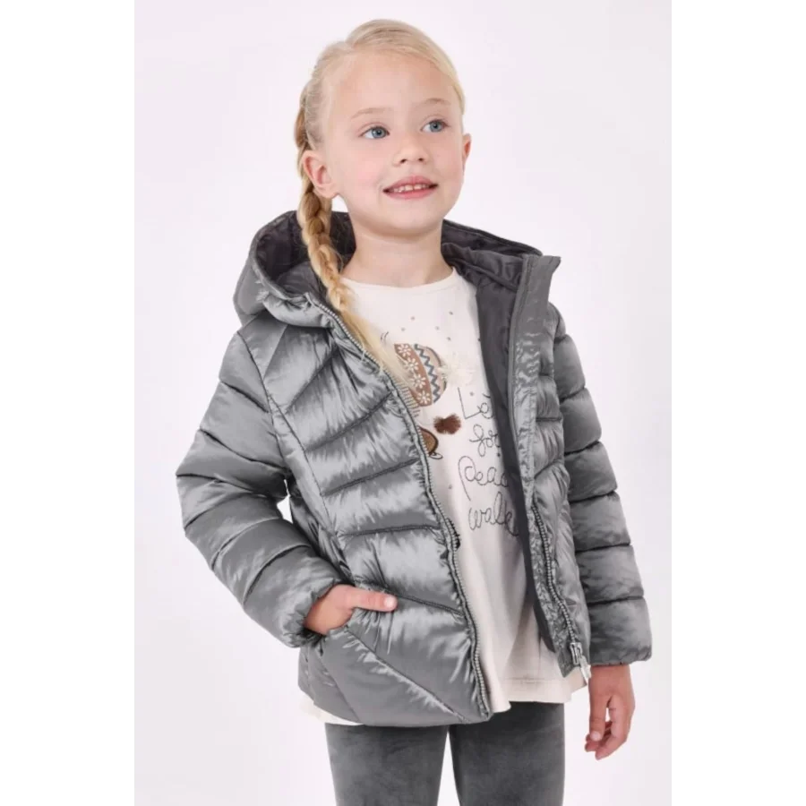 Mayoral Kız Çocuk Parlak Elyaflı Kışlık Mont 4416 Metalic