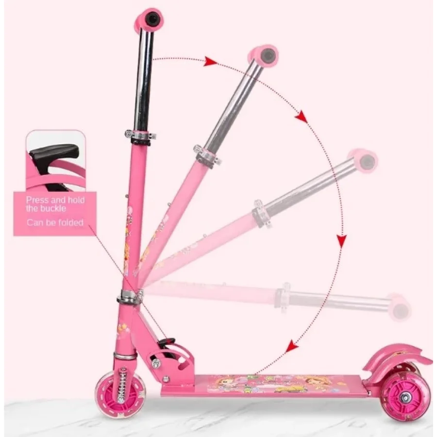 Metal Katlanır 3 Tekerlekli Işıklı Tekerlekli Çocuk Scooter