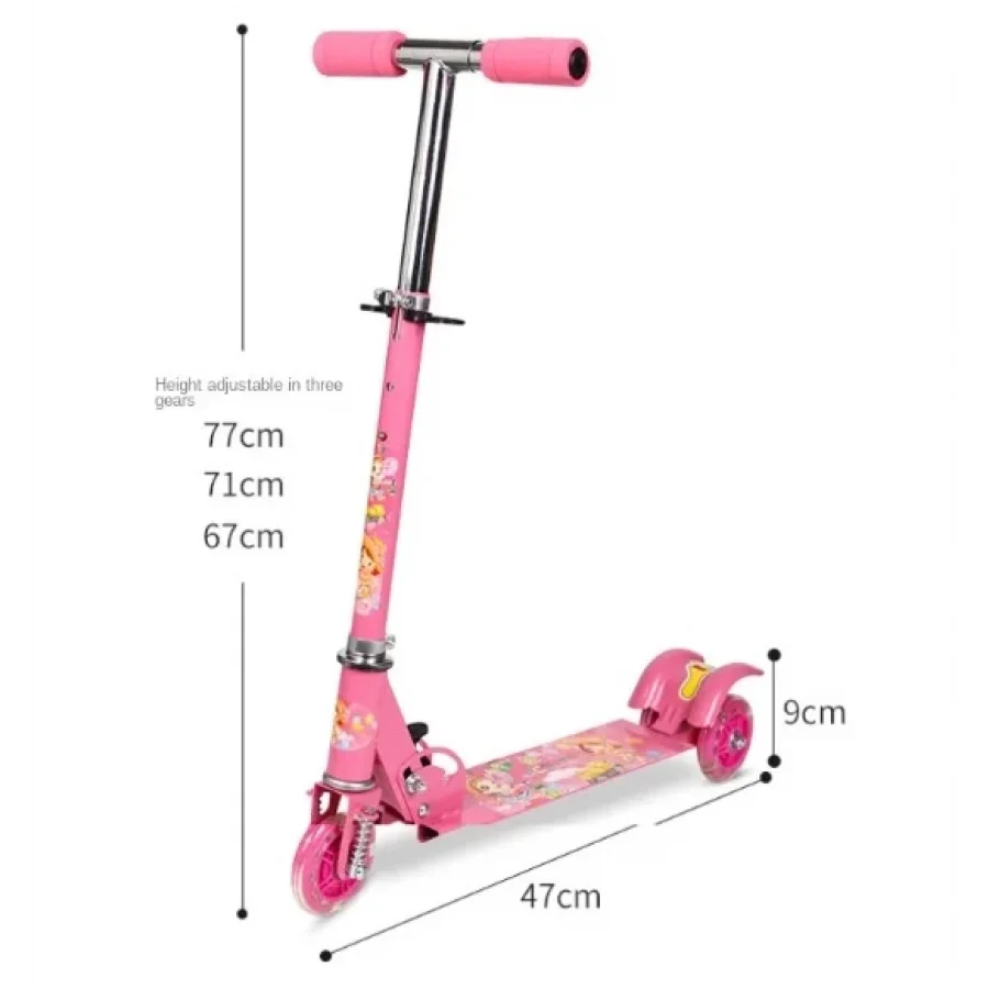 Metal Katlanır 3 Tekerlekli Işıklı Tekerlekli Çocuk Scooter