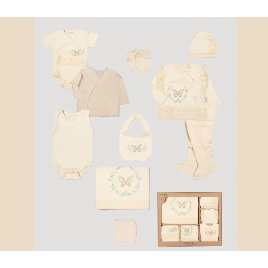 Nenny Baby Kelebekli 10lu Butterfly Organik Zıbın Seti