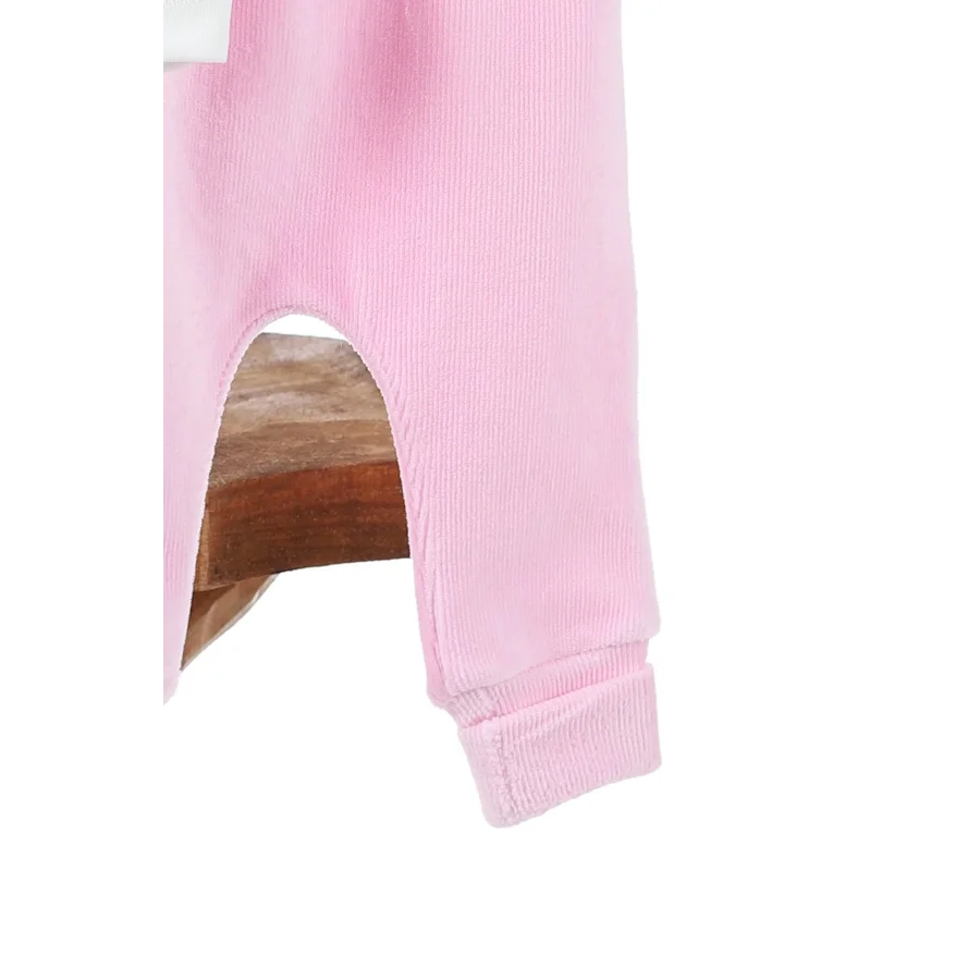 Papyonlu Peluş Pelerin 3lü Kız Çocuk Takım Pembe