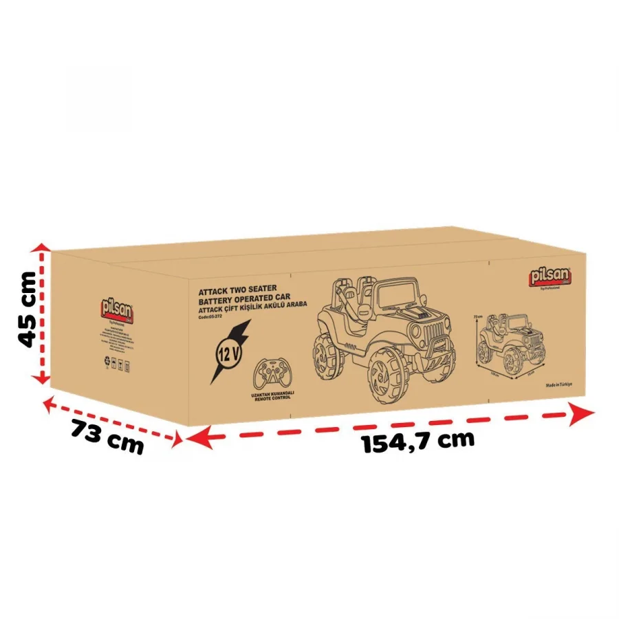Pilsan Attack 12V Uzaktan Kumandalı Çift Kişilik Akülü Araba