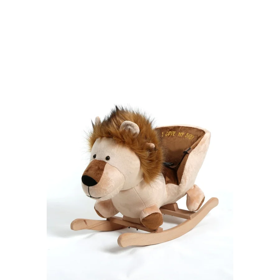 Sallanan Ahşap Ayaklı Peluş Aslan Koltuk