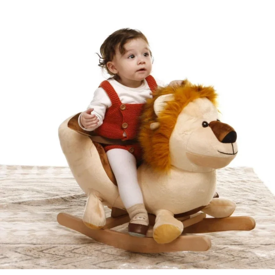 Sallanan Ahşap Ayaklı Peluş Aslan Koltuk