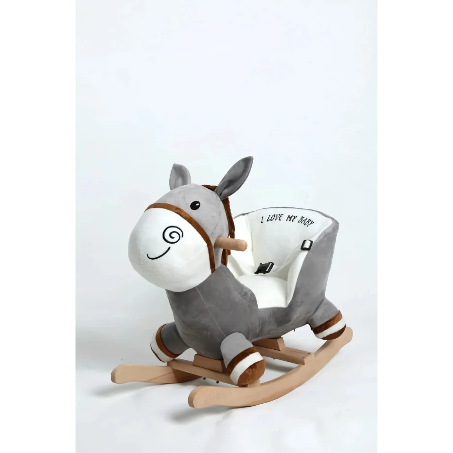 Sallanan Ahşap Ayaklı Peluş Eşek Koltuk