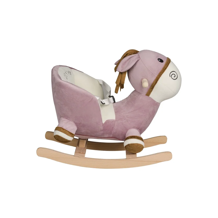 Sallanan Ahşap Ayaklı Peluş Eşek Koltuk - Pembe