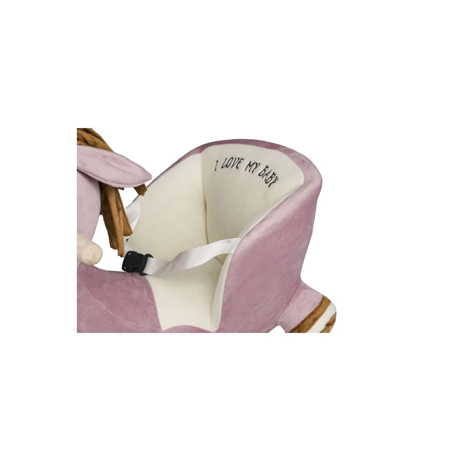 Sallanan Ahşap Ayaklı Peluş Eşek Koltuk - Pembe