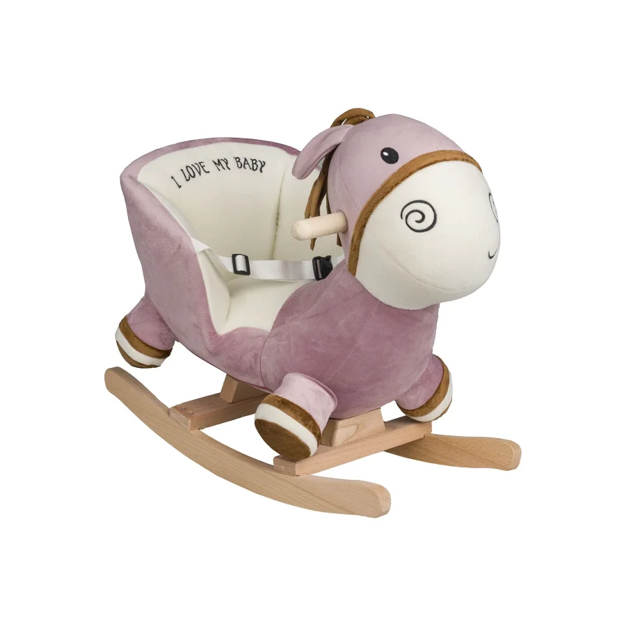 Sallanan Ahşap Ayaklı Peluş Eşek Koltuk - Pembe