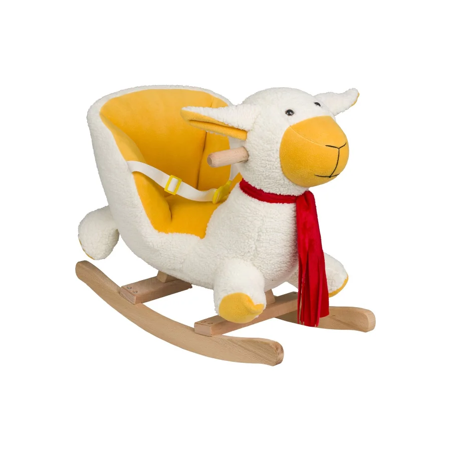 Sallanan Ahşap Ayaklı Peluş Kuzu Koltuk