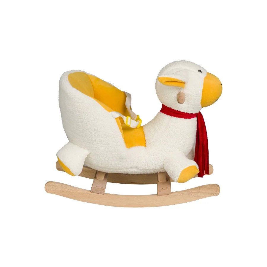 Sallanan Ahşap Ayaklı Peluş Kuzu Koltuk