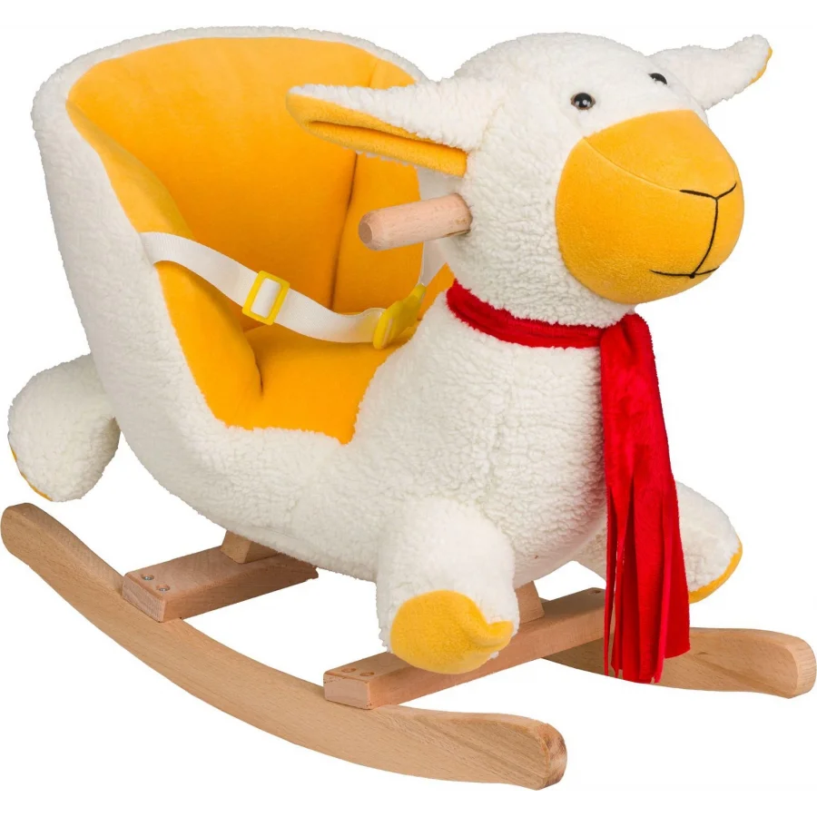 Sallanan Ahşap Ayaklı Peluş Kuzu Koltuk