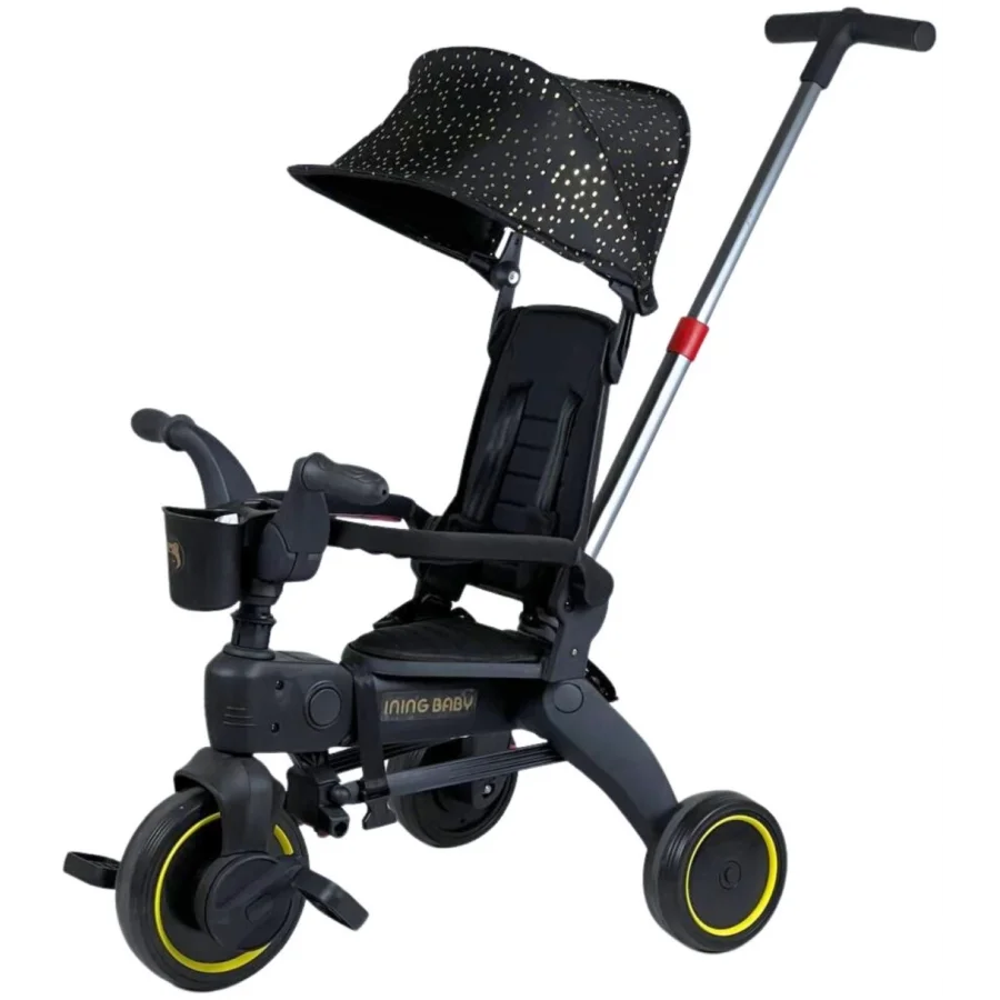 Taşınabilir 4ü 1 Arada Katlanabilir İtmeli Üç Tekerlekli Bisiklet - Gold Edition