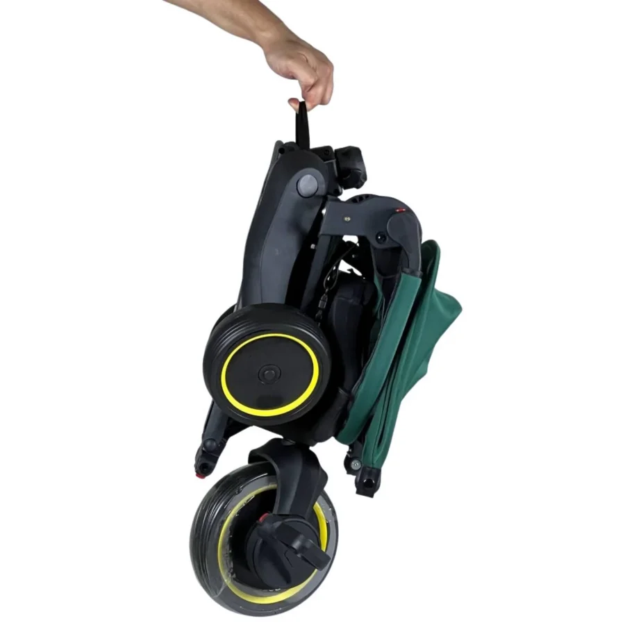 Taşınabilir 4ü 1 Arada Katlanabilir İtmeli Üç Tekerlekli Bisiklet Yeşil