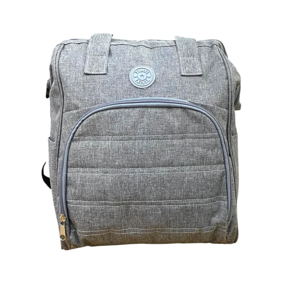 Tibixi Yerli Anne Bebek Bakım Sırt Çantası Biberon Termoslu Sıvı Geçirmez Bebek Çantası - Gri