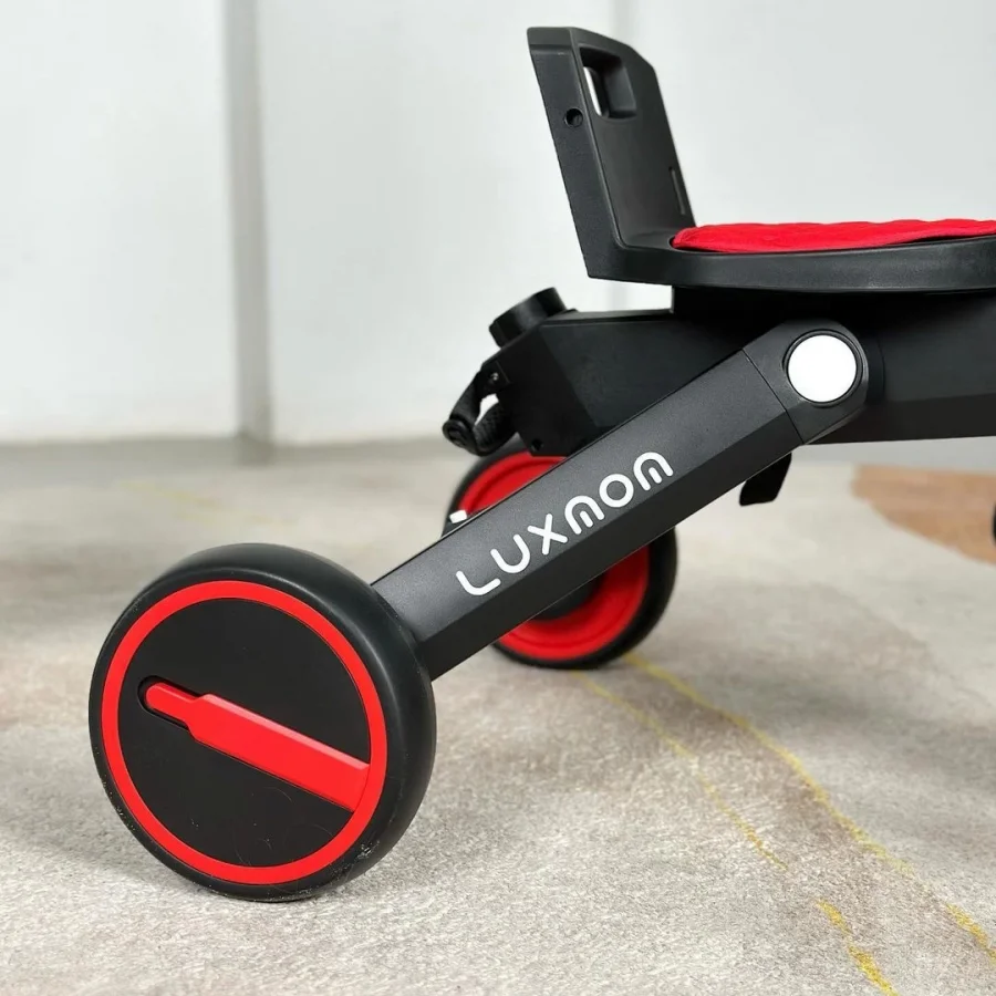 Üç Tekerlekli Katlanır Çift Yönlü Ebeveyn Kontrollü Çocuk Bisikleti - Kırmızı