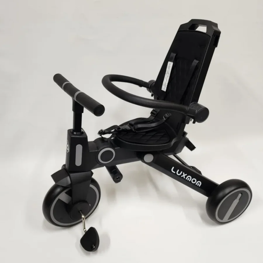 Üç Tekerlekli Katlanır Çift Yönlü Ebeveyn Kontrollü Çocuk Bisikleti - Siyah