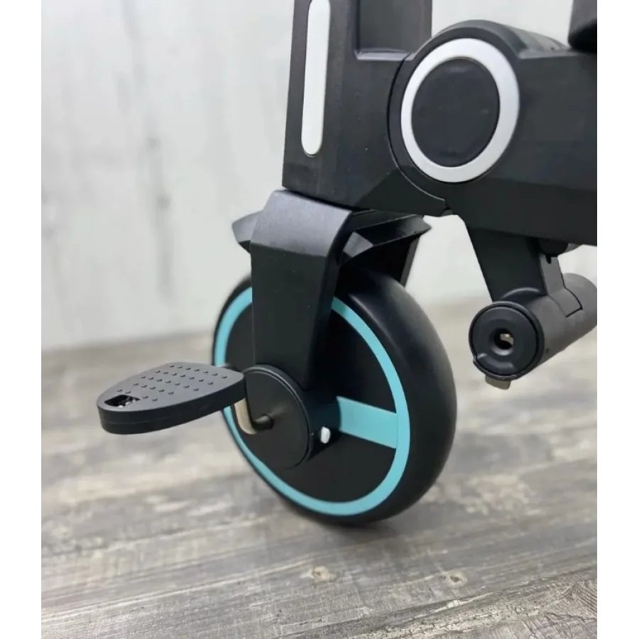 Üç Tekerlekli Katlanır Çift Yönlü Ebeveyn Kontrollü Çocuk Bisikleti - Turkuaz