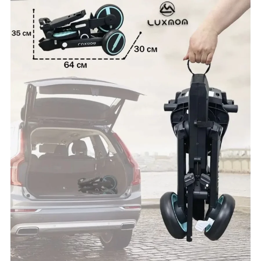 Üç Tekerlekli Katlanır Çift Yönlü Ebeveyn Kontrollü Çocuk Bisikleti - Turkuaz