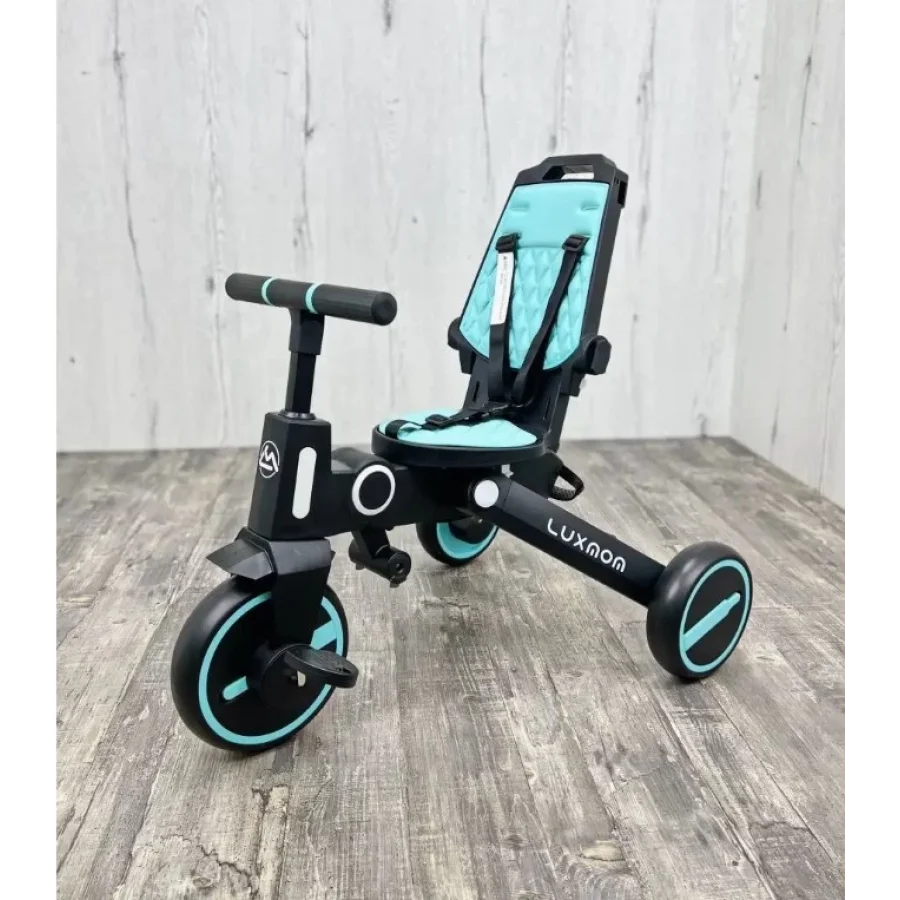 Üç Tekerlekli Katlanır Çift Yönlü Ebeveyn Kontrollü Çocuk Bisikleti - Turkuaz