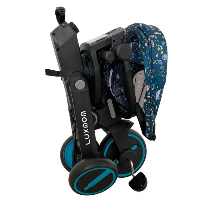 Üç Tekerlekli Katlanır Çift Yönlü Ebeveyn Kontrollü Çocuk Bisikleti -Yeşil