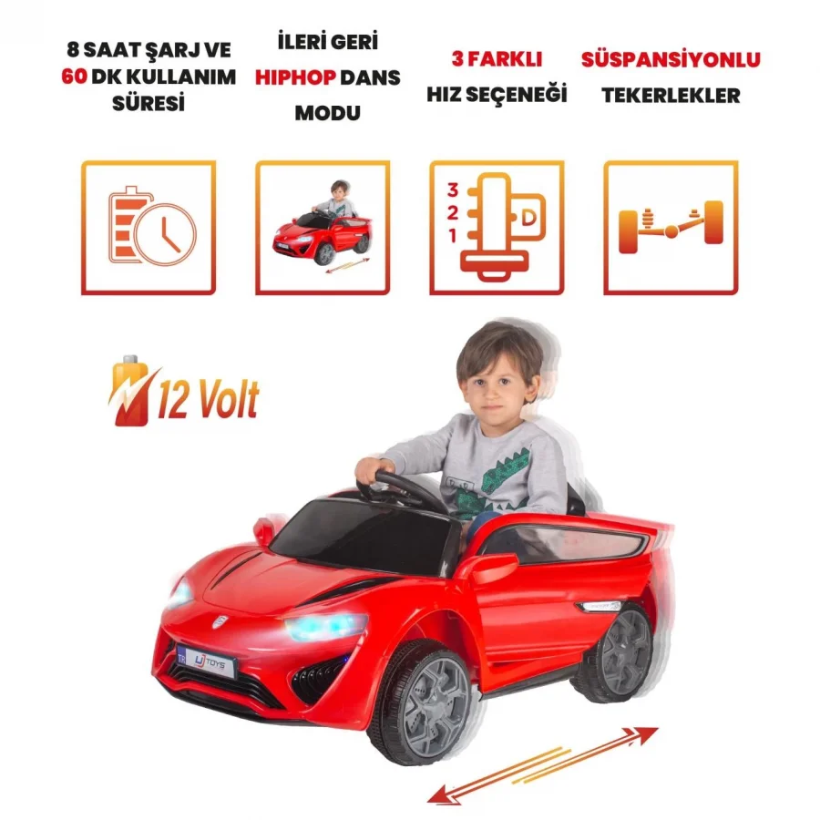 Uj Toys Jagor Uzaktan Kumandalı Akülü Araba 12V-Kırmızı