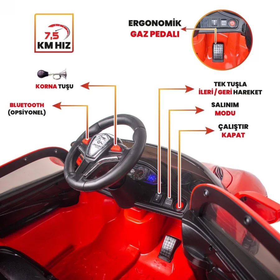 Uj Toys Jagor Uzaktan Kumandalı Akülü Araba 12V-Kırmızı