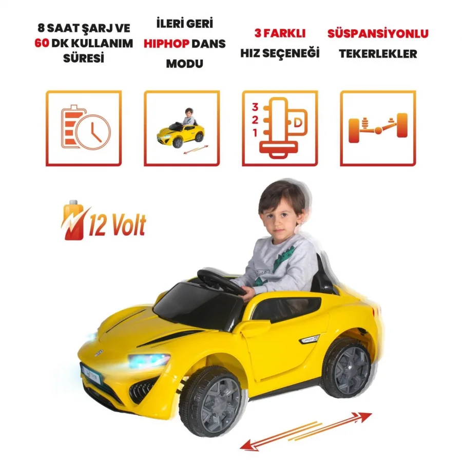 Uj Toys Jagor Uzaktan Kumandalı Akülü Araba 12V-Sarı