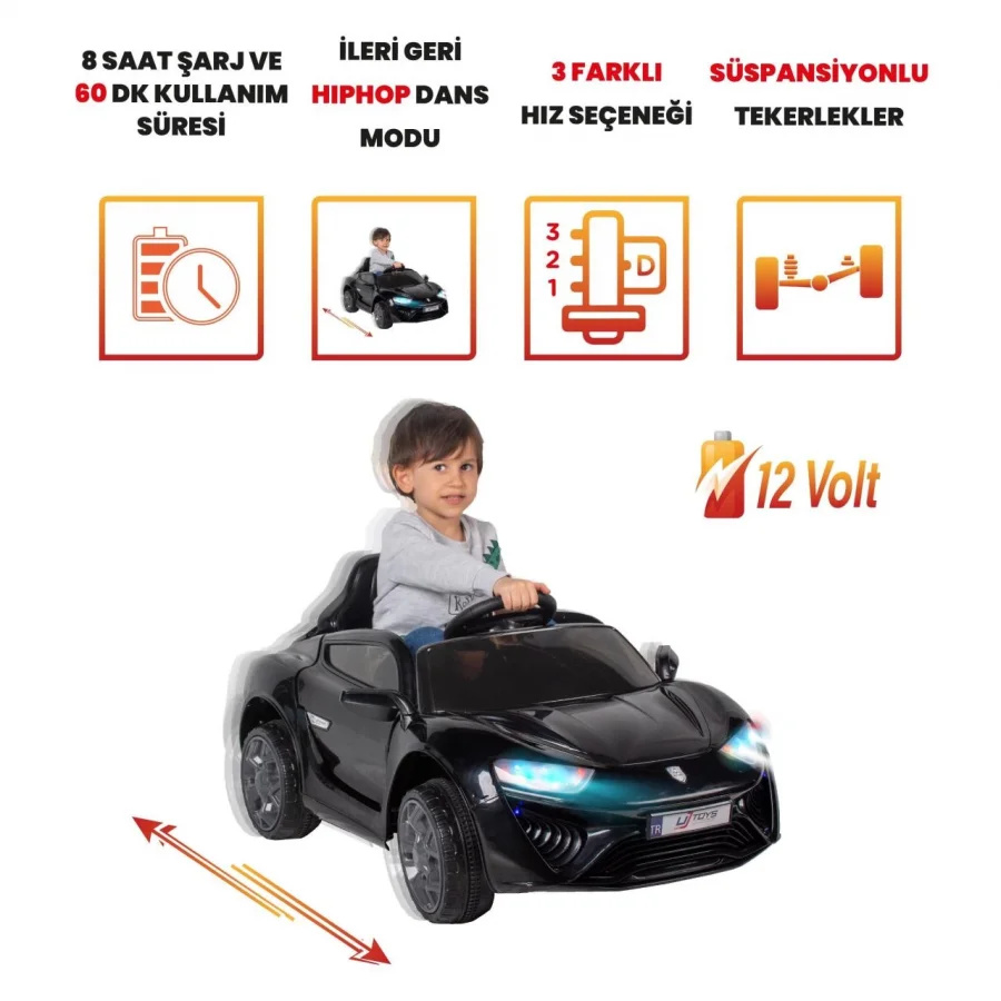 Uj Toys Jagor Uzaktan Kumandalı Akülü Araba 12V-Siyah