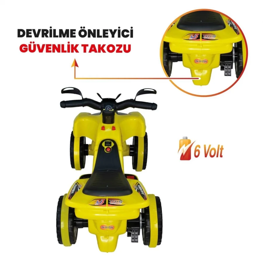 Uj Toys Müzikli ve Led Işıklı Akülü Atv 6V Ranger Sarı