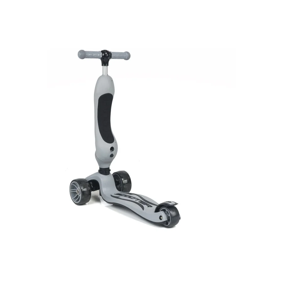 UniCare Smart Oturaklı Çocuk Scooter 3 Tekerlekli Led Işıklı Scooter Yükseklik Ayarlı - Gri