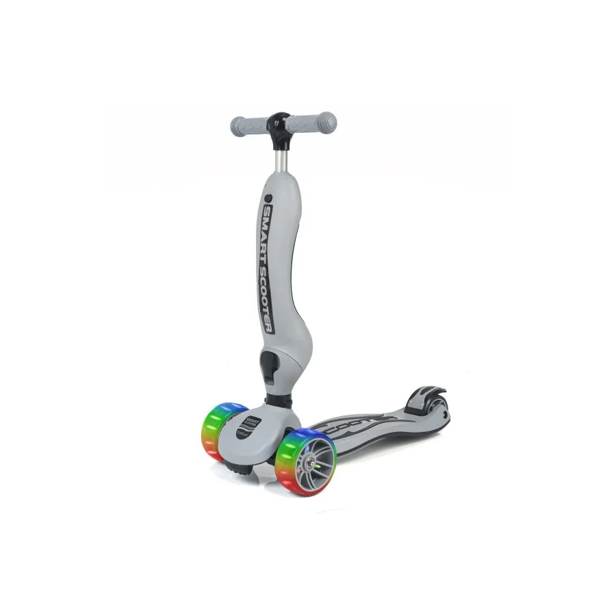 UniCare Smart Oturaklı Çocuk Scooter 3 Tekerlekli Led Işıklı Scooter Yükseklik Ayarlı - Gri