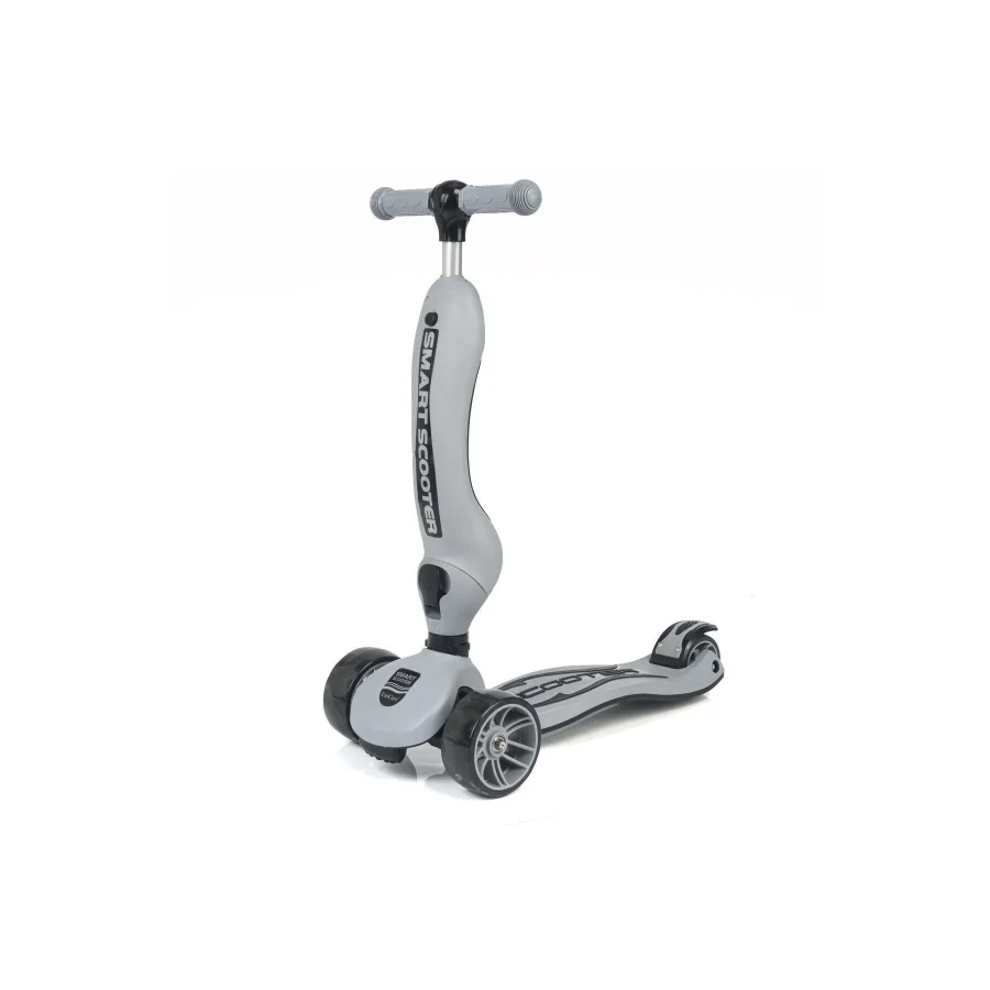 UniCare Smart Oturaklı Çocuk Scooter 3 Tekerlekli Led Işıklı Scooter Yükseklik Ayarlı - Gri