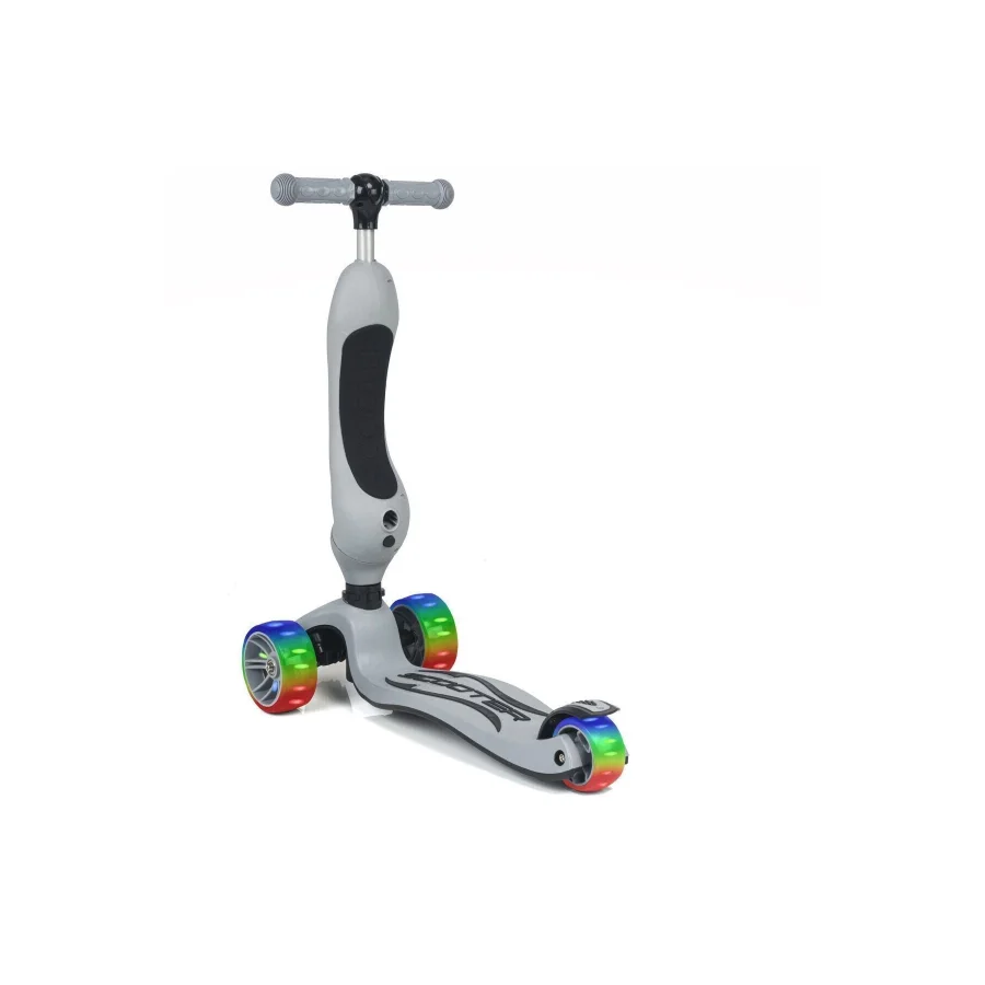 UniCare Smart Oturaklı Çocuk Scooter 3 Tekerlekli Led Işıklı Scooter Yükseklik Ayarlı - Gri