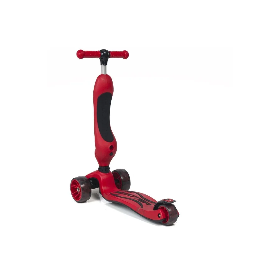 UniCare Smart Oturaklı Çocuk Scooter 3 Tekerlekli Led Işıklı Scooter Yükseklik Ayarlı - Kırmızı