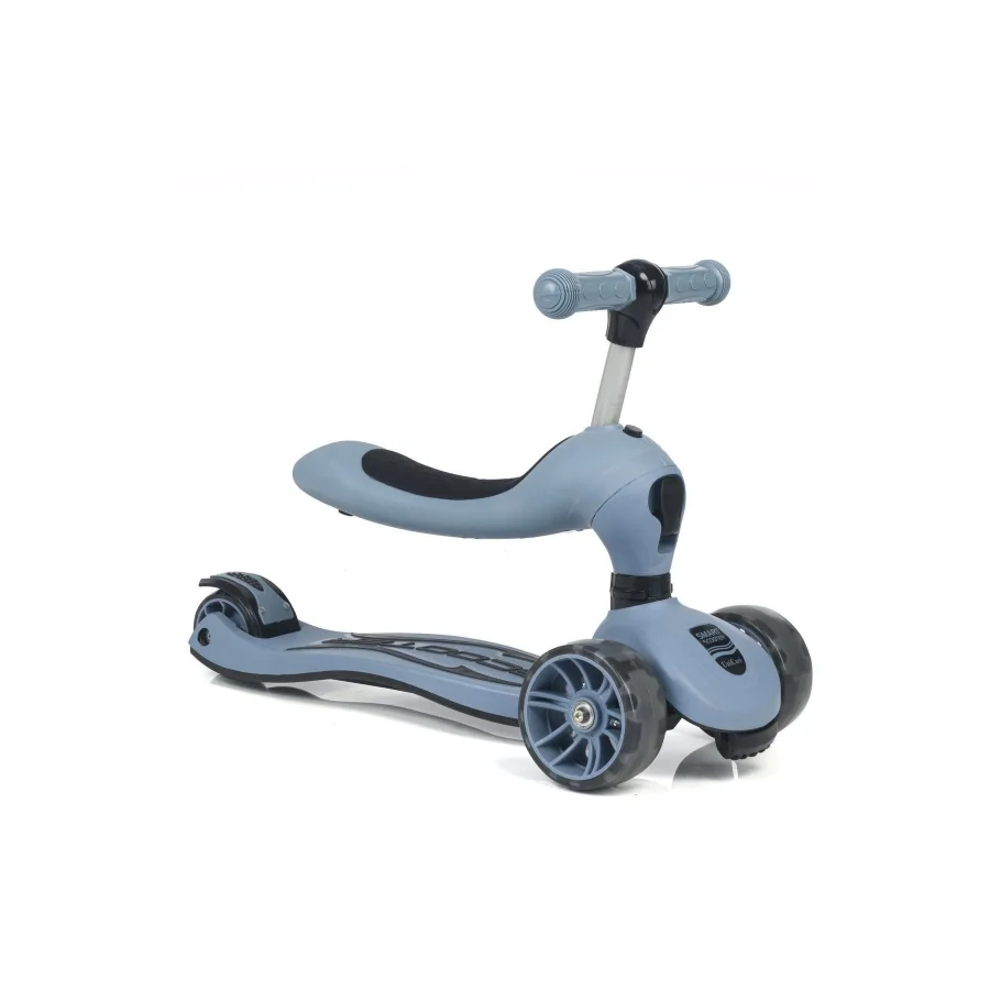 UniCare Smart Oturaklı Çocuk Scooter 3 Tekerlekli Led Işıklı Scooter Yükseklik Ayarlı - Mavi