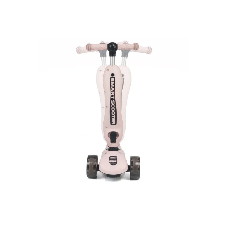 UniCare Smart Oturaklı Çocuk Scooter 3 Tekerlekli Led Işıklı Scooter Yükseklik Ayarlı - Somon