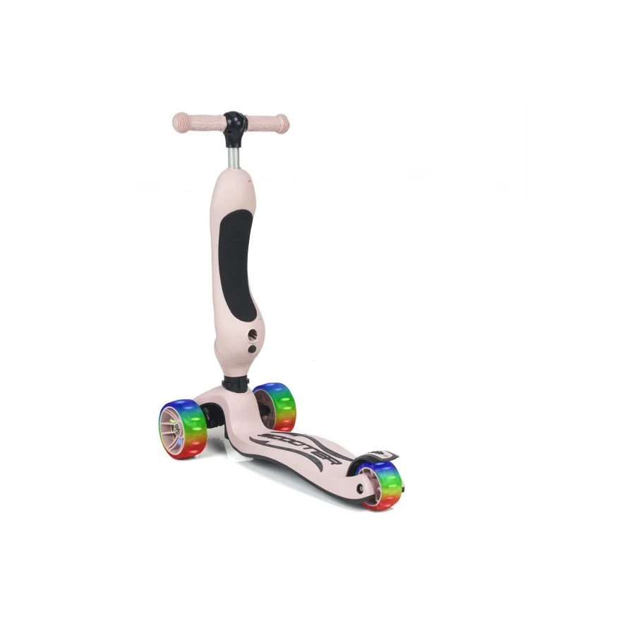 UniCare Smart Oturaklı Çocuk Scooter 3 Tekerlekli Led Işıklı Scooter Yükseklik Ayarlı - Somon