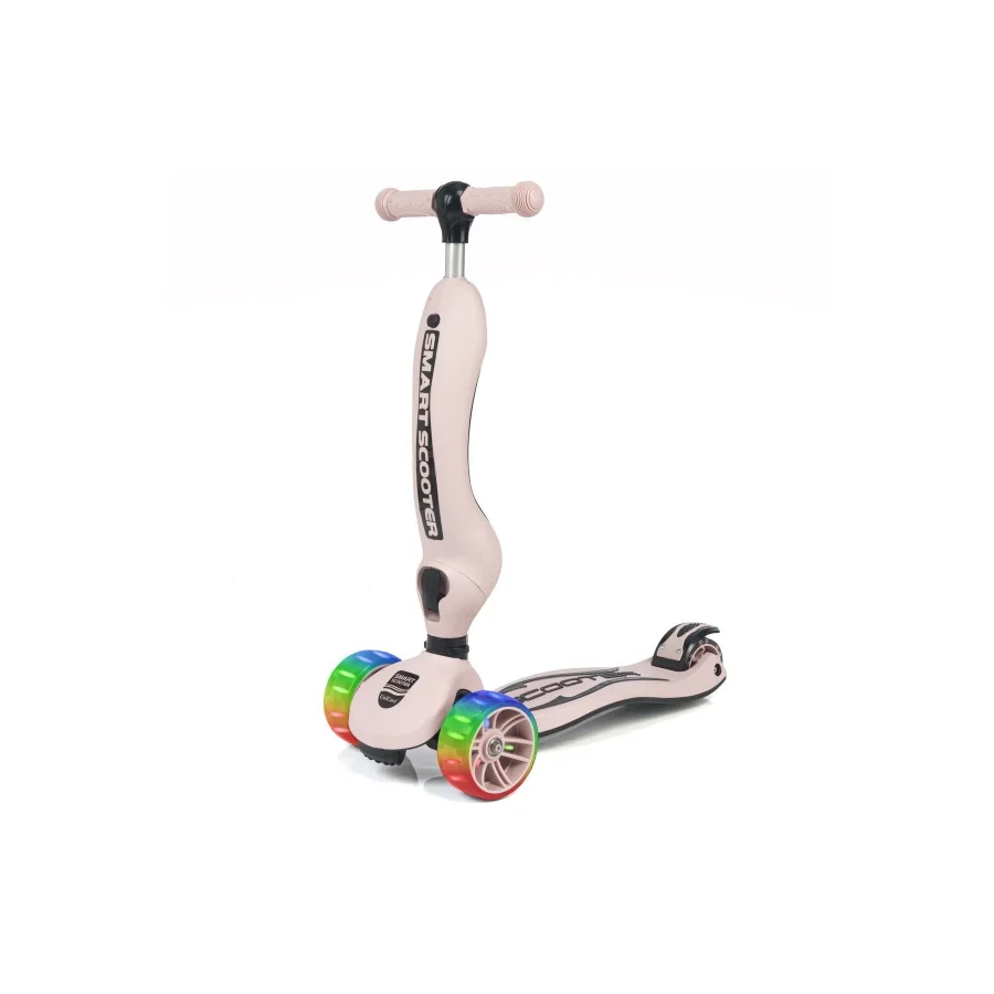 UniCare Smart Oturaklı Çocuk Scooter 3 Tekerlekli Led Işıklı Scooter Yükseklik Ayarlı - Somon